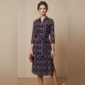 Ted Baker London Geometric Print Shirt Dress 2-Piece Belted Midi Luxe